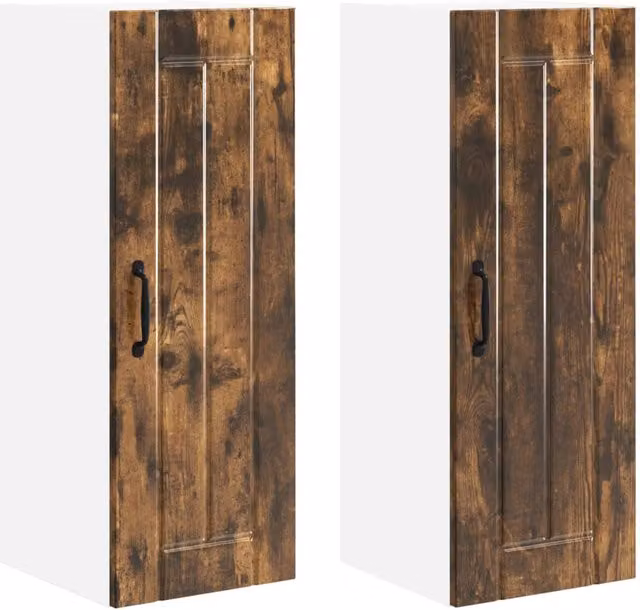 Set di 2 armadietti da cucina moderni pratica sistemazione 30 x 31 x 80 cm in legno multistrato rovere fumo 02_0054034