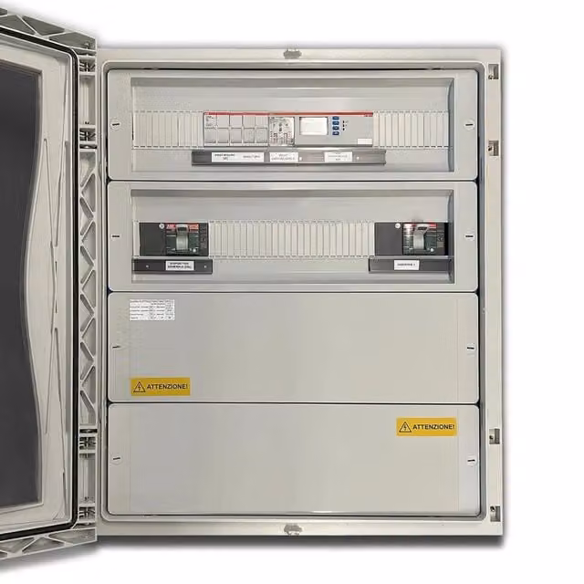 Quadro Elettrico Fotovoltaico ABB AC Trifase 50kW 100A 400V IP66 Grigio con Differenziale Tarabile QACT50