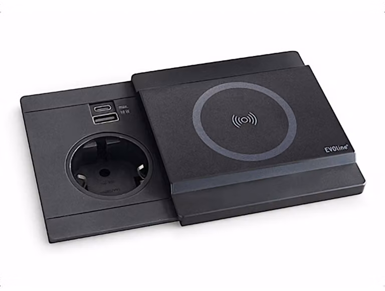 EVOLine Circle80 con coperchio scorrevole DisQ, nero opaco, squadrato
