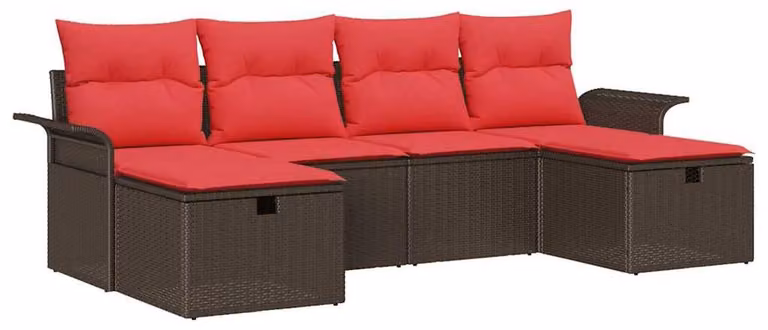 Set Divano da Giardino con cuscino 6 pcs Poly Rattan