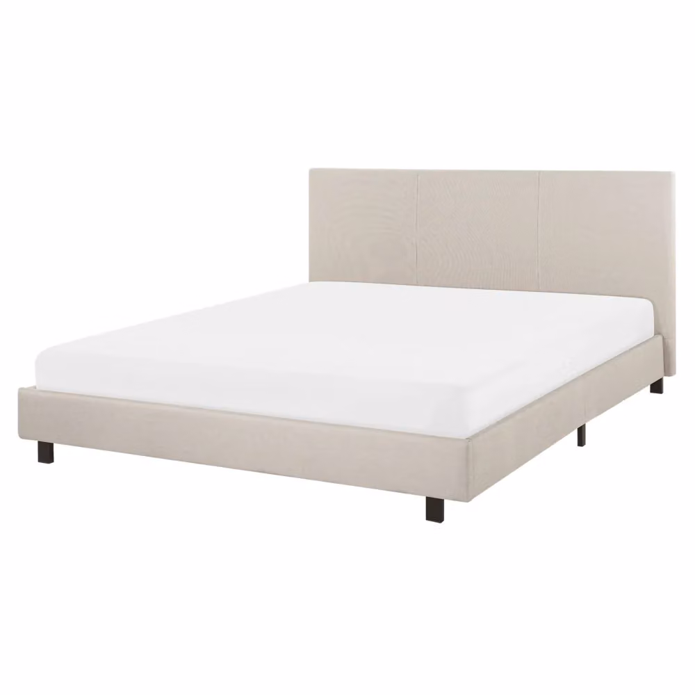 Letto ad acqua Beliani King Size EU in tessuto imbottito beige con materasso e design moderno L/P/H: 211 x 160 x 94 cm – 2