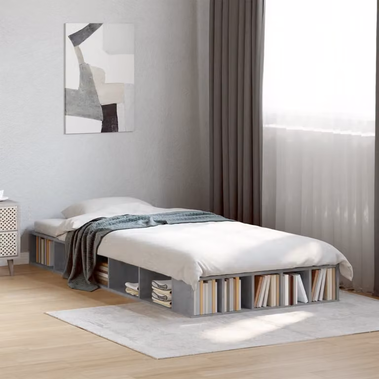 vidaXL Giroletto in Legno Multistrato Grigio con Doghe Fisse L 90 cm x P 200 cm