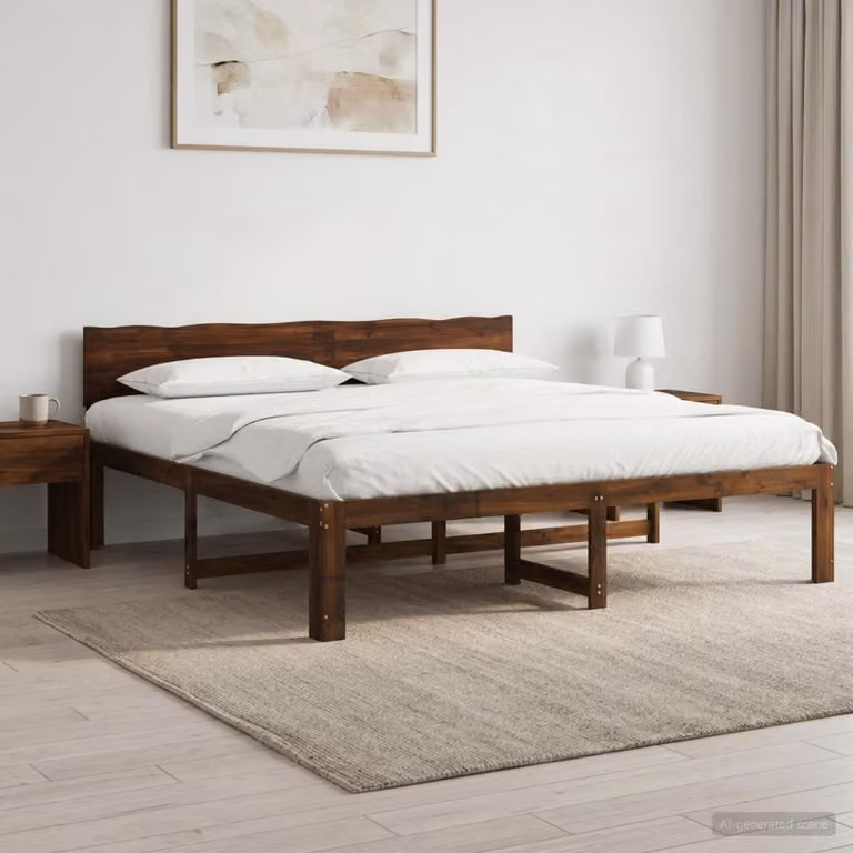 Letto matrimoniale vidaXL ROSTOCK in legno di acacia marrone scuro L/P/H: 184 x 200 x 81 cm