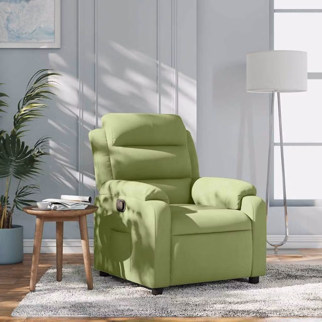 vidaXL Poltrona Reclinabile Relax in Velluto Verde con Braccioli e Sistema di Ritorno Automatico