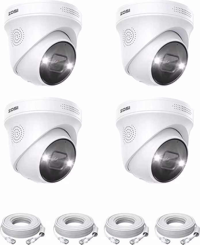 Telecamera di sorveglianza, risoluzione 8MP, visione notturna a colori, 8MP 4PK