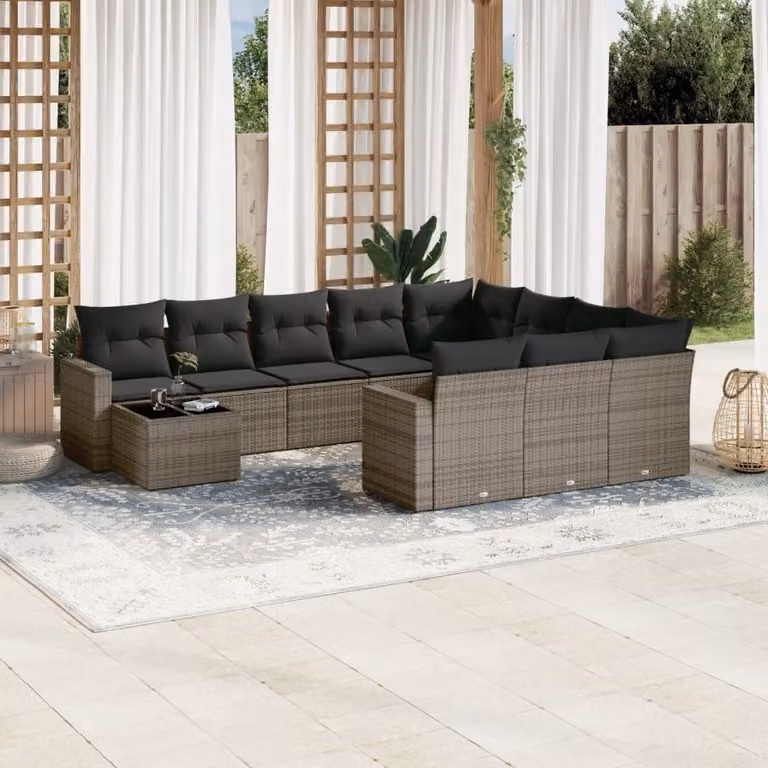 Maison Exclusive - Set Divani da Giardino 11 pz con Cuscini in Polyrattan Grigio