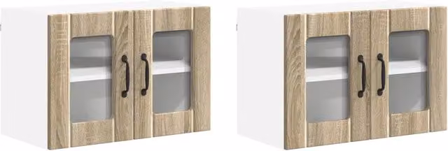 Set di 2 pensili da parete HELLOSHOP26 in legno effetto rovere marrone per cucina e soggiorno L: 60 cm, P: 31 cm, H: 40 cm