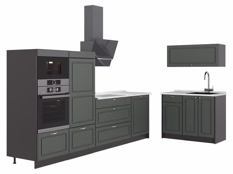 Cucina Vicco Fame-Line Verde-oro rustico/Antracite 380 cm, PL Marmo, Model 64066