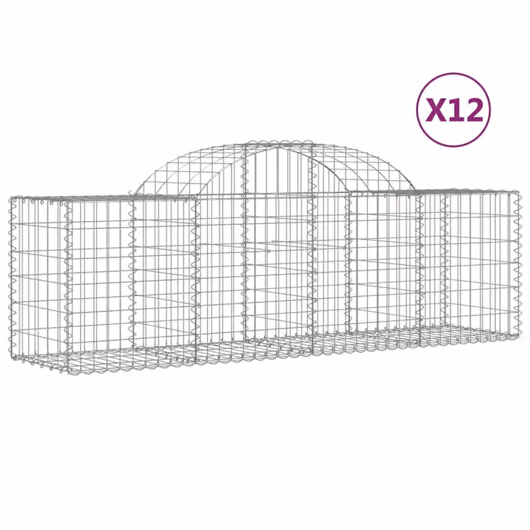 Cesti Gabbioni ad Arco 12 pz 200x50x60/80 cm Ferro Zincato