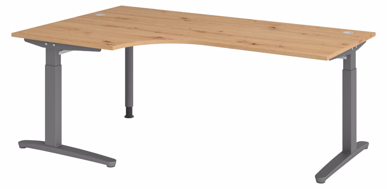 bümö Scrivania Serie-XB - Decorazione: rovere nodoso, struttura: grafite, dimensioni: scrivania angolare 200 x 120 cm