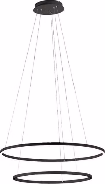 Lampadario a sospensione LED Giotto Fabas Luce, design moderno ad anello, dimmabile e regolabile in altezza, disponibile in nero, bianco o grigio – 1