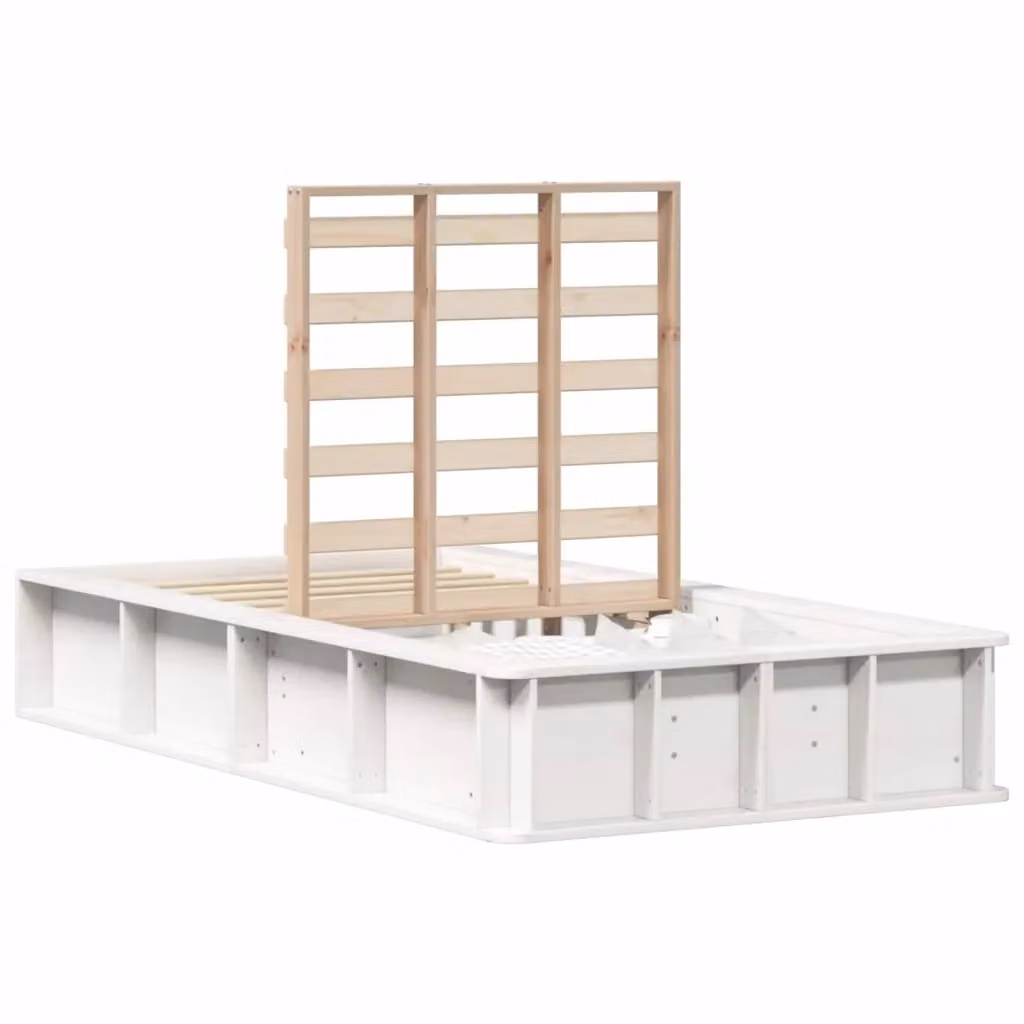 Struttura del letto moderna vidaXL in pino massello bianco 75 x 190 cm – 2