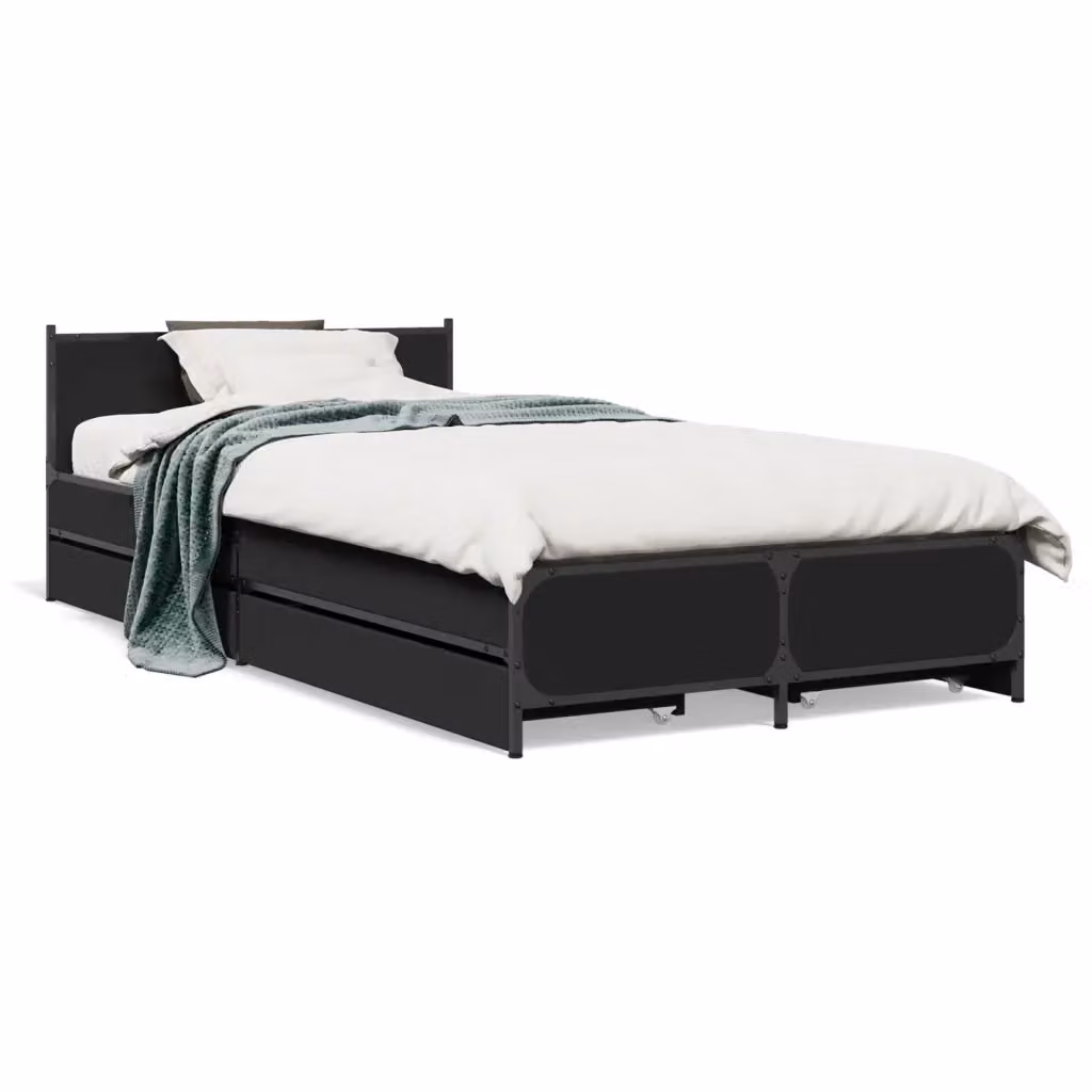 Giroletto con cassetti vidaXL in legno e metallo nero opaco L: 193 cm, P: 78 cm, H: 56,5 cm – 2