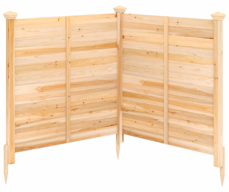 COSTWAY, set di 2 recinzioni da giardino, pannelli prefabbricati di 119x115,5 cm (L x A), recinzione divisoria con 3 pali, recinzione in legno decorativa per bidoni della spazzatura, recinzione autoportante, colore naturale