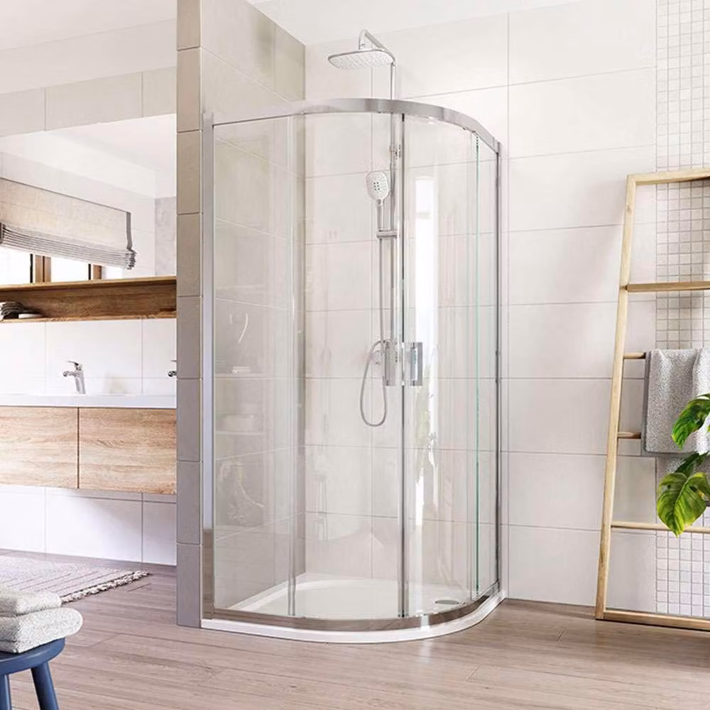 Mereo Cabina doccia, Lima, a quarto di cerchio, R 550, a scomparsa, 100x100 cm, cromo ALU, vetro trasparente - CK608B63K