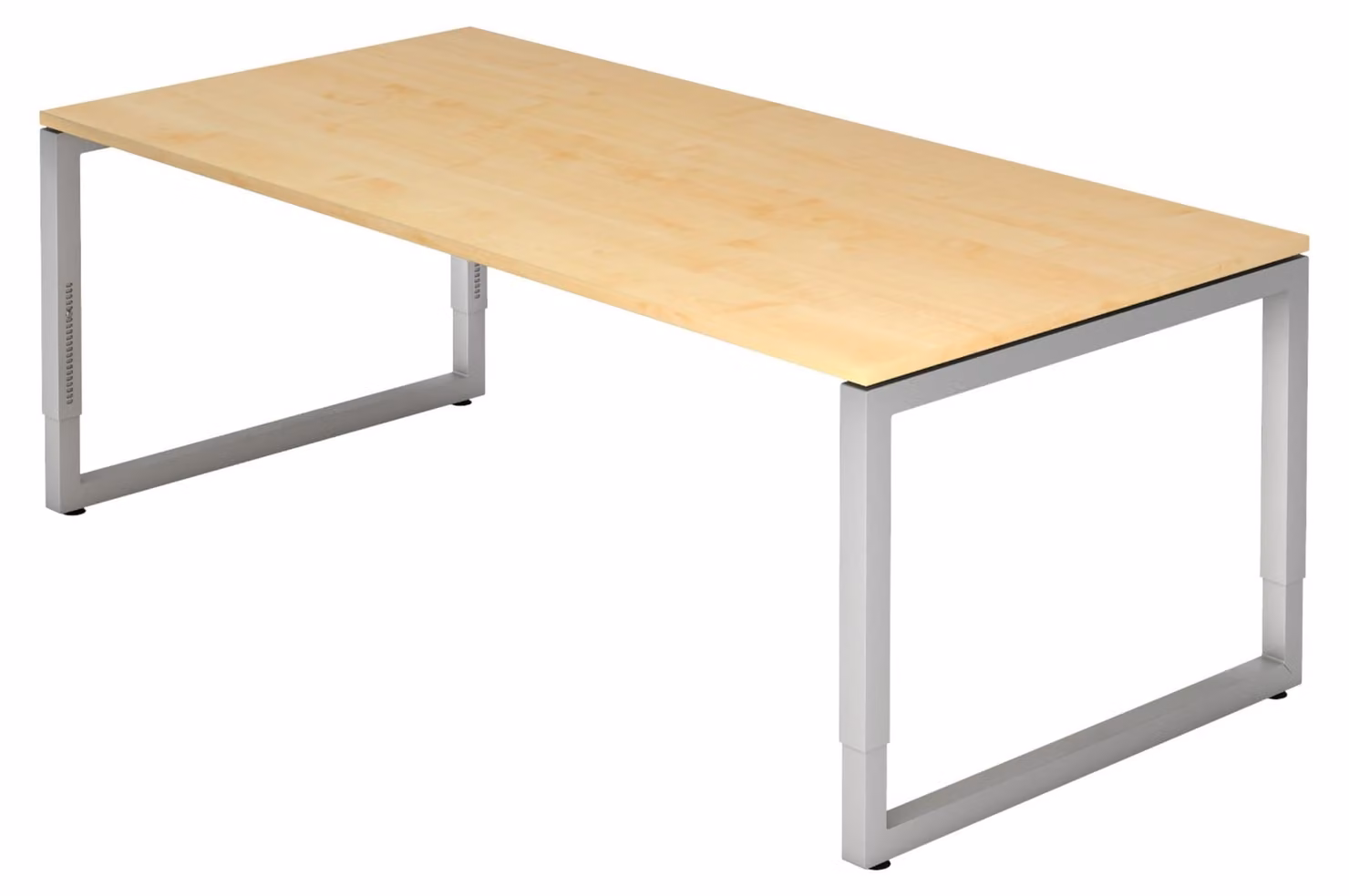 bümö Scrivania Serie-R - Decorazione: acero, struttura: argento, dimensioni: 200 x 100 cm