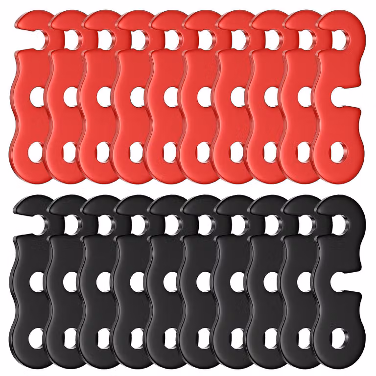 Set di 20 distanziatori per cavi, nero e rosso, in alluminio, 4,3 cm