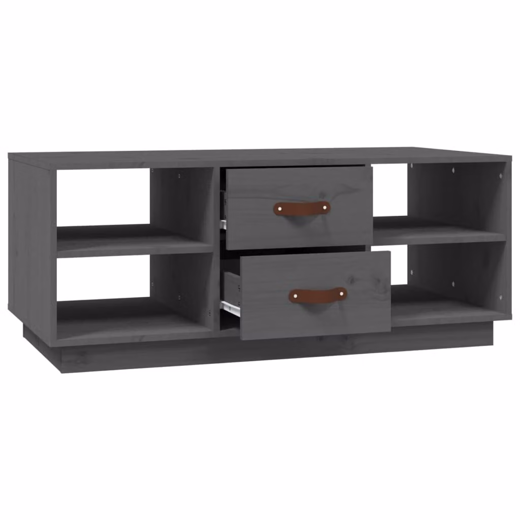 Tavolino da Salotto Grigio 100x50x41 cm Legno Massello di Pino
