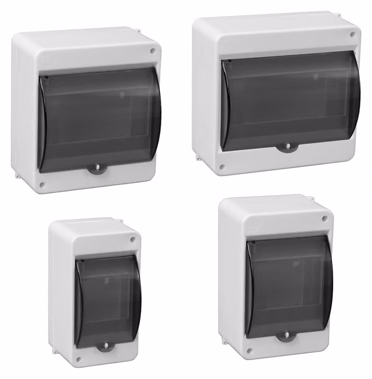 Quadro di distribuzione piccolo montato in superficie 2 moduli Trasparente, scatola portafusibili Scatola di distribuzione