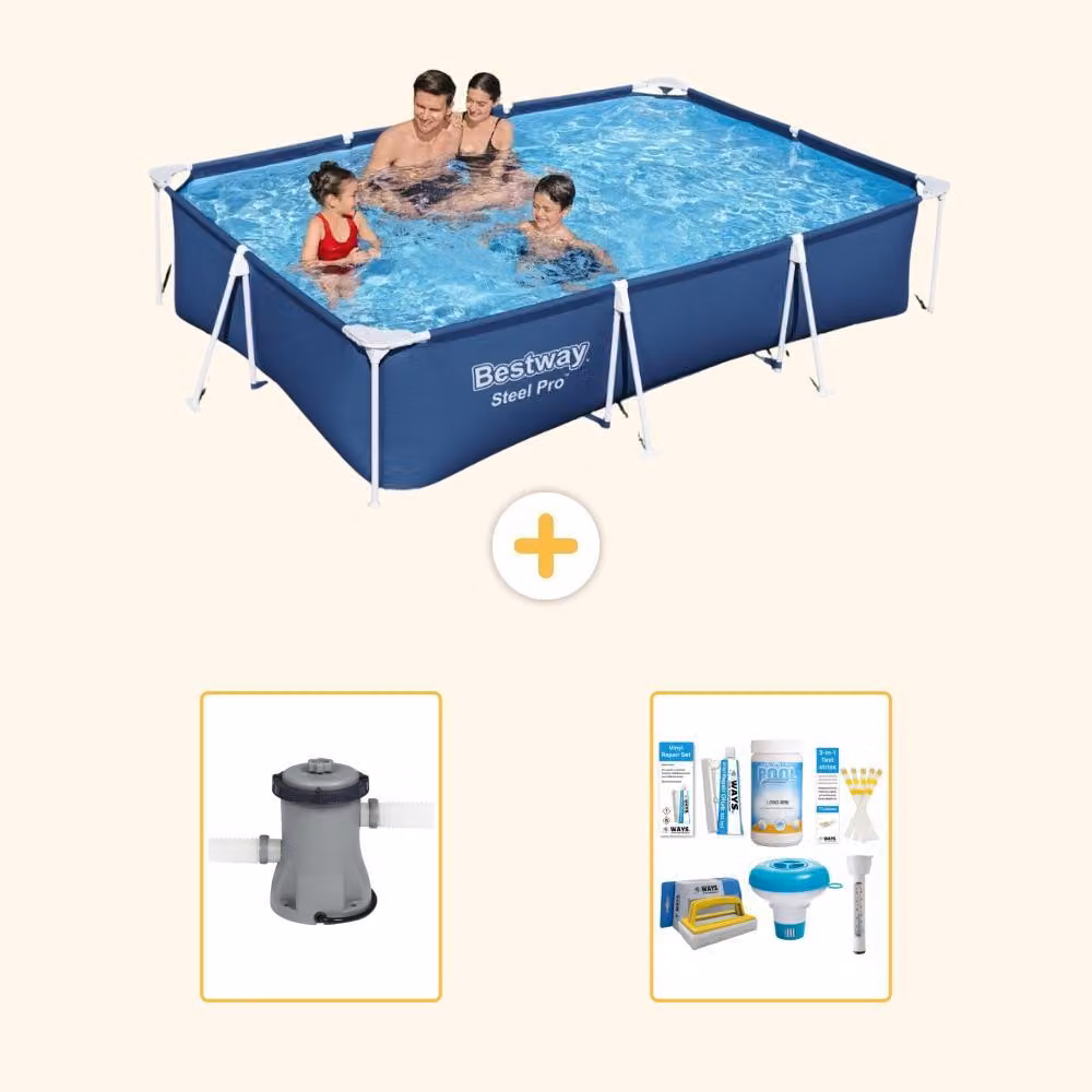 Bestway Steel Pro, piscina rettangolare - 300x201x66 cm - 3 pezzi - Modello S22302
