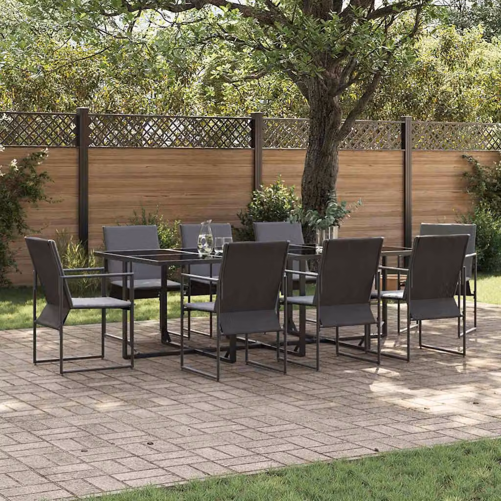 Maison Exclusive - Set da Pranzo per Giardino 9 pcs Nero Acciaio