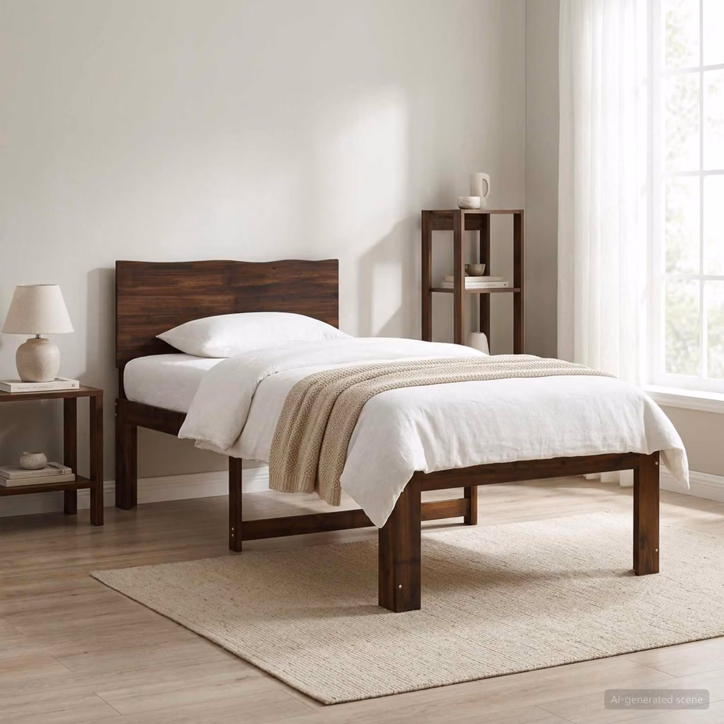 Letto Singolo con Testiera vidaXL ROSTOCK in Legno di Acacia Marrone Scuro L/P/H: 205.5 x 90 x 140 cm