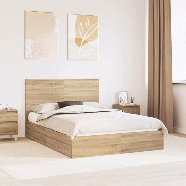 Letto con Contenitore con cassetto Rovere Sonoma 140 x 200 cm 3411203