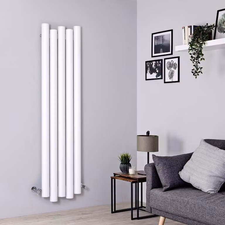 Radiatore Verticale Design Alluminio Bianco 1600x390mm 800W - Alta Resa - Stile Moderno - Laeto