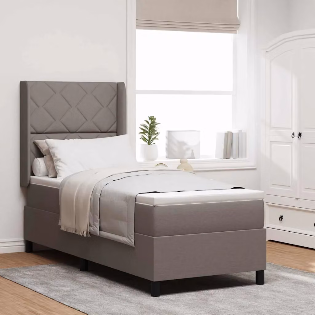 vidaXL Letto a Molle con Illuminazione LED Sotto il Letto e Materasso Talpa in Tessuto, L/P: 80 x 200 cm – 1