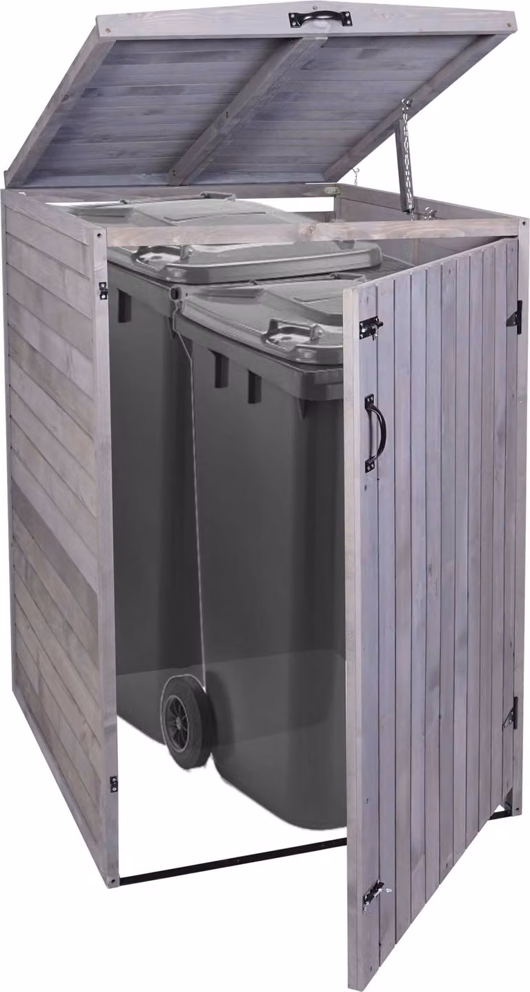 Contenitore XL a 1/2 contenitori per rifiuti HWC-H74, contenitore per rifiuti, espandibile 126x80x98cm legno MVG ~ grigio antracite