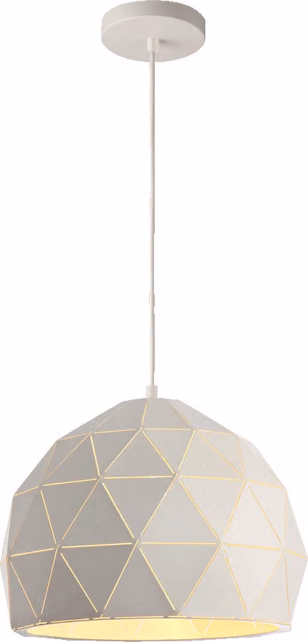 Lampada a sospensione CATANIA, 1 attacco E27/40W, finitura bianco opaco. Dimensioni: lunghezza 35 cm, larghezza 35 cm, altezza 118 cm. Dimmerabile