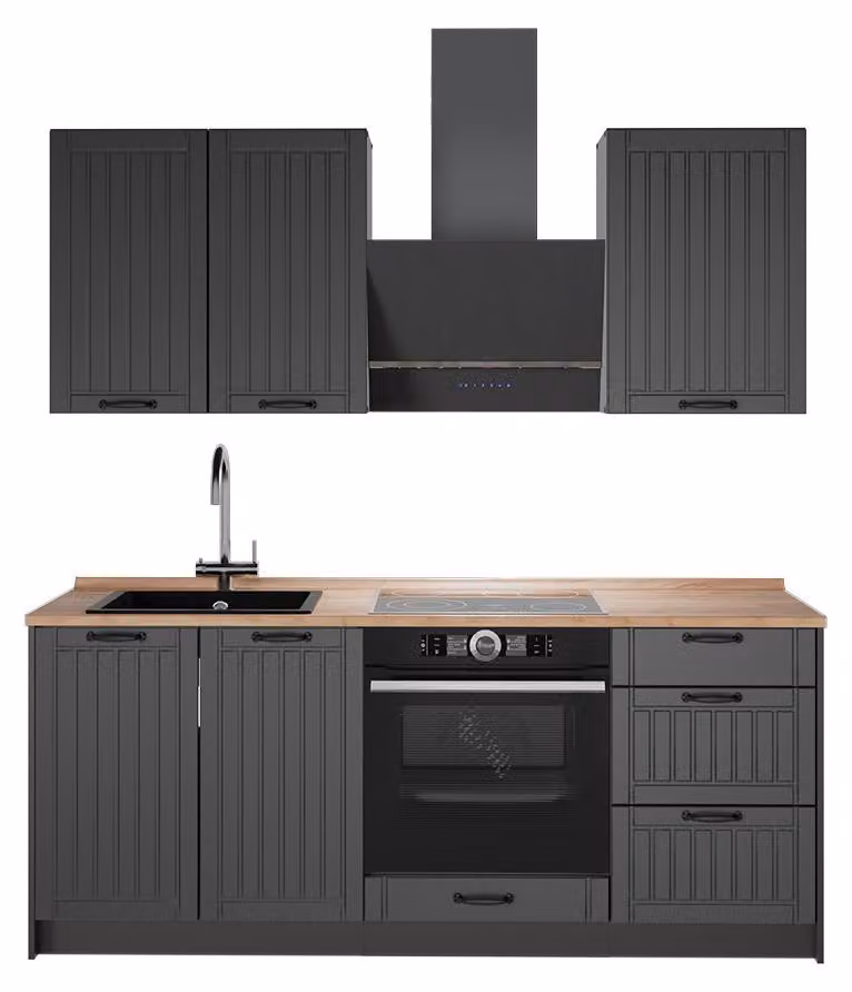 Cucina monoblocco Vicco Fame-Line Grigio scuro/Antracite 190 cm, PL Rovere, Model 64848