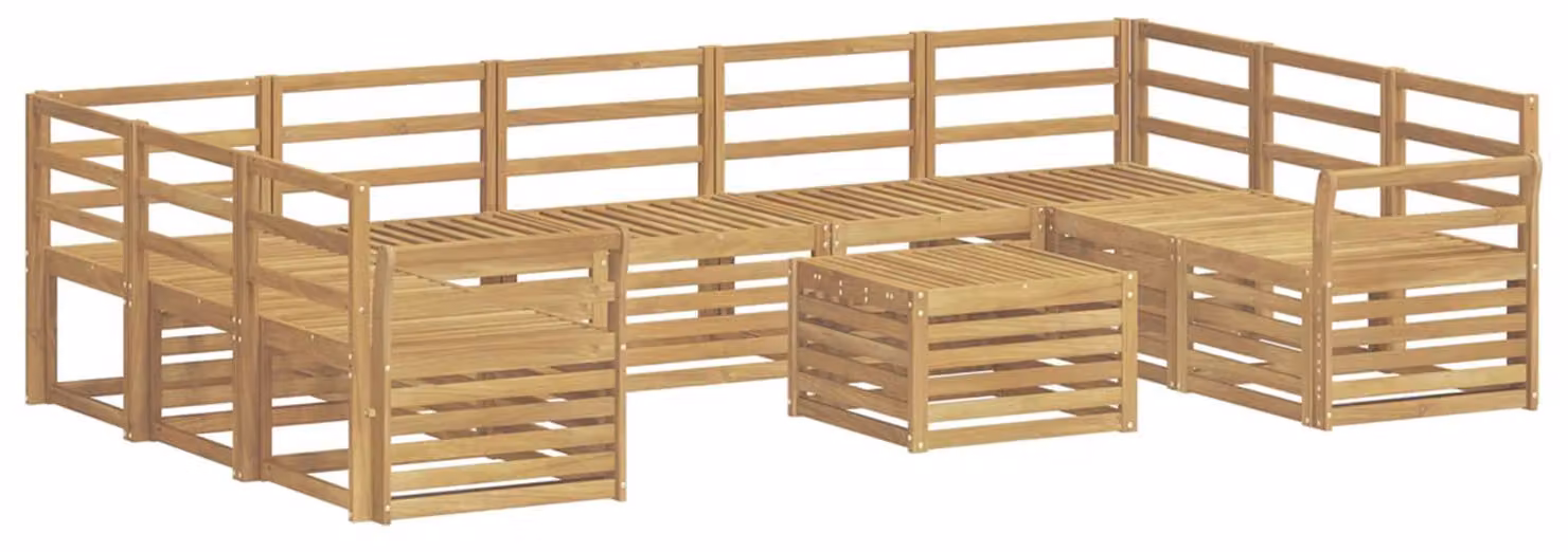 Set di divani da esterno, 10 pezzi, colore bianco, dimensioni 59 x 59 x 37 cm