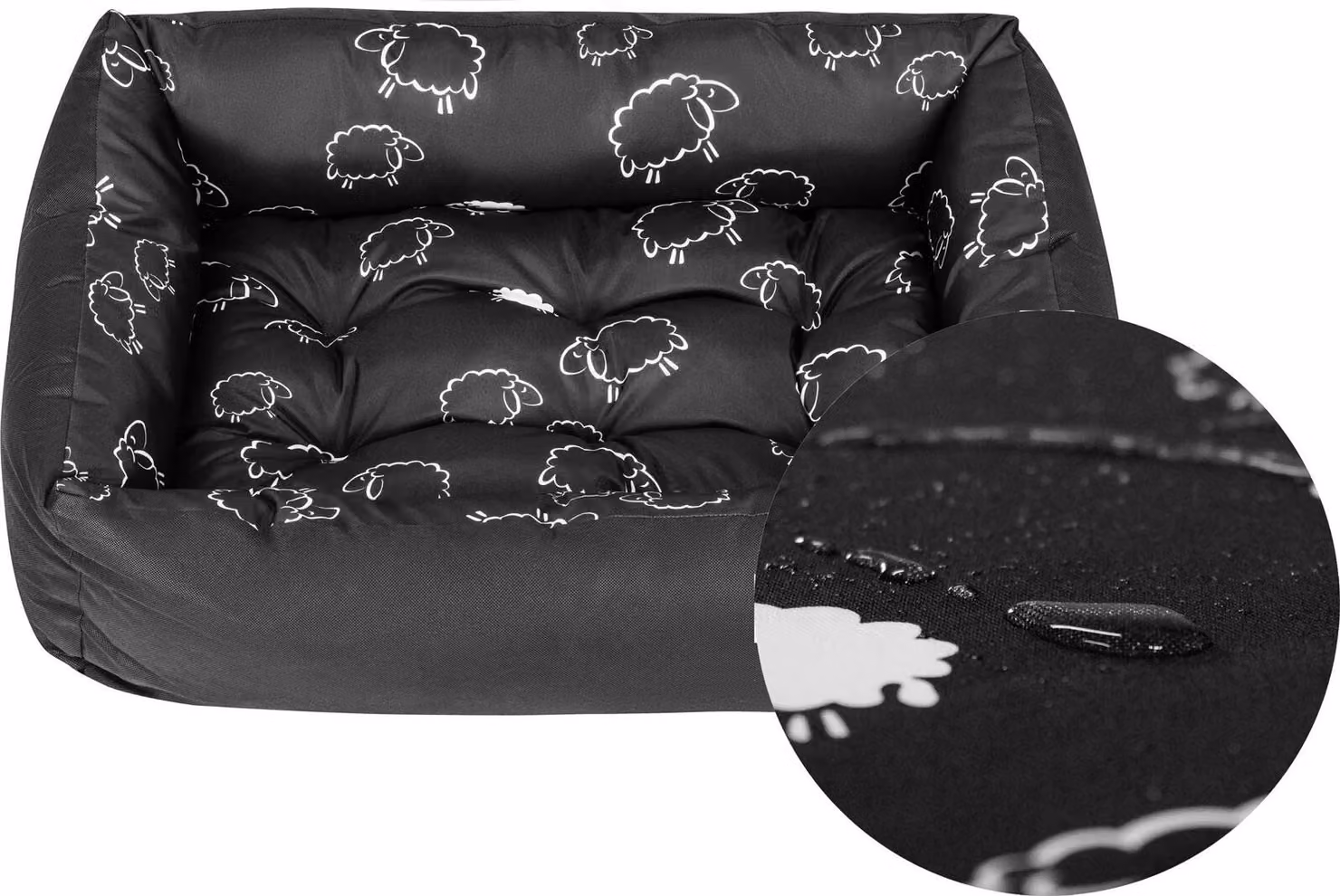 Cuccia per cani, lettino per cani, divanetto per cani - Cuccia per cani di taglia piccola, media e grande - Lavabile - Taglia XL - Nero e grigio - Lana