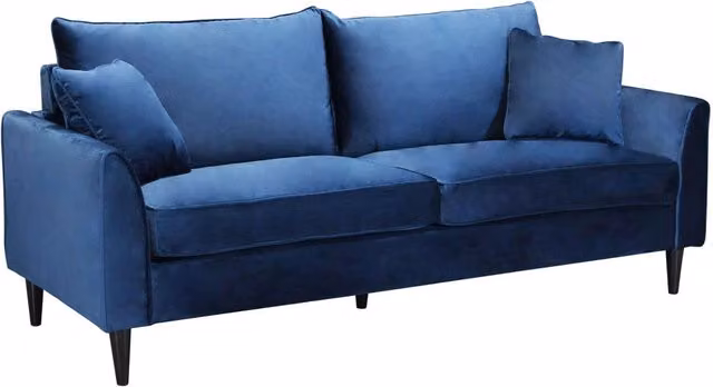 DIVANO CHANDLER A 3 POSTI CON STRUTTURA IN LEGNO E RIVESTIMENTO BLU