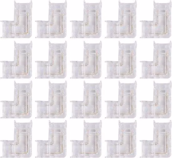 Elementi luminosi verdi - 20 connettori trasparenti a forma di L per striscia LED COB da 8 mm con connettore a 2 poli