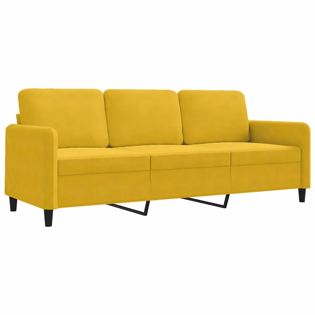 Divano moderno in velluto giallo vidaXL con struttura in metallo per il tuo soggiorno L: 198 cm, P: 80 cm, H: 77 cm – 2