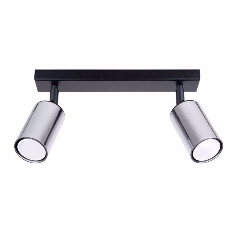 Lampada da soffitto WINX 2 nero/cromo 2xGU10 10W acciaio 18.5x6x30cm Sollux Lighting
