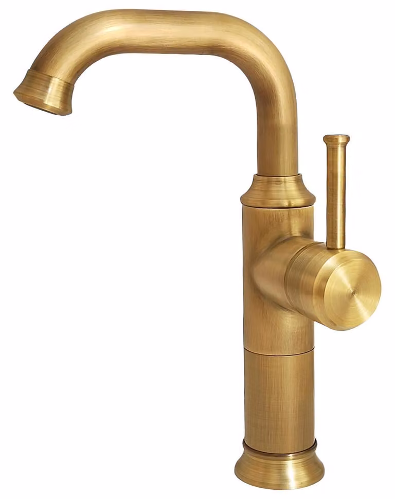 Miscelatore per lavabo in ottone anticato, girevole a 360°