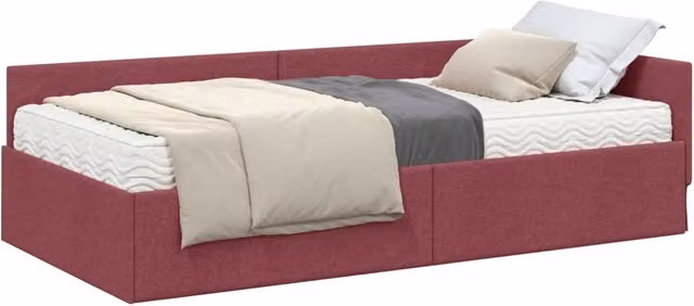 Letto singolo | Letto per adulti | Struttura Letto Angolare con Materasso 2 pcs Grigio Tessuto