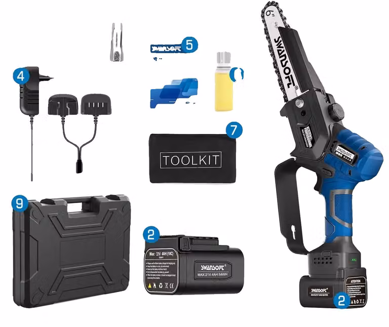 Sega circolare elettrica, motore brushless, alimentata a batteria da 21V, modello CS-2S, colore blu