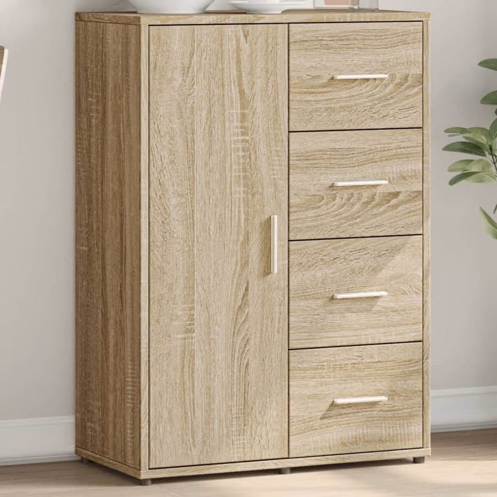 Credenza moderna vidaXL in legno multistrato e MDF, colore rovere sonoma beige, L 60 cm x P 31 cm x H 84 cm