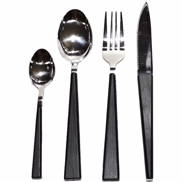GUSTO CASA Servizio posate in acciaio inox color nero 24 pezzi Linea Wood Elegant