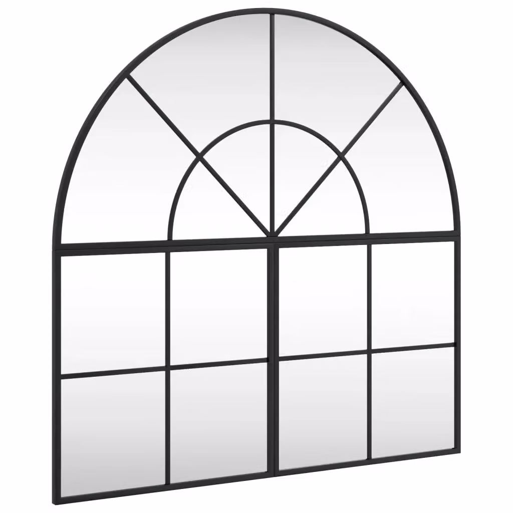 Specchio da Parete Arrotondato vidaXL in Metallo e Vetro Nero L: 80 cm, P: 80 cm, H: 80 cm – 2