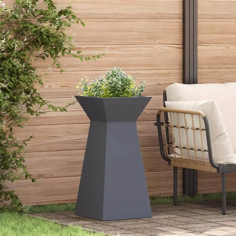 Vaso a Pilastro vidaXL in Metallo Antracite L/P/H: 35 x 35 x 73 cm