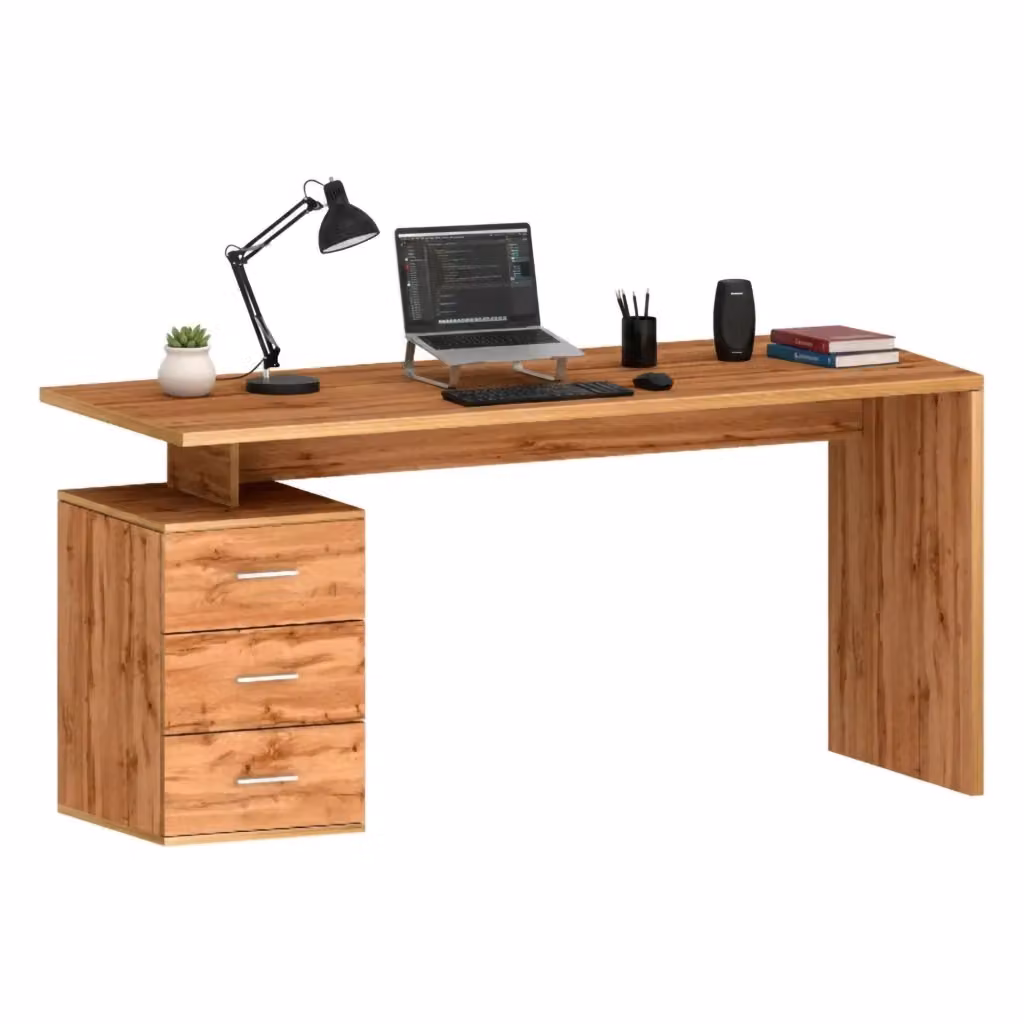 Scrivania Abisse DMORA in Rovere, Scrittoio moderno per ufficio o casa, L: 160 cm, P: 60 cm, H: 75 cm – 2