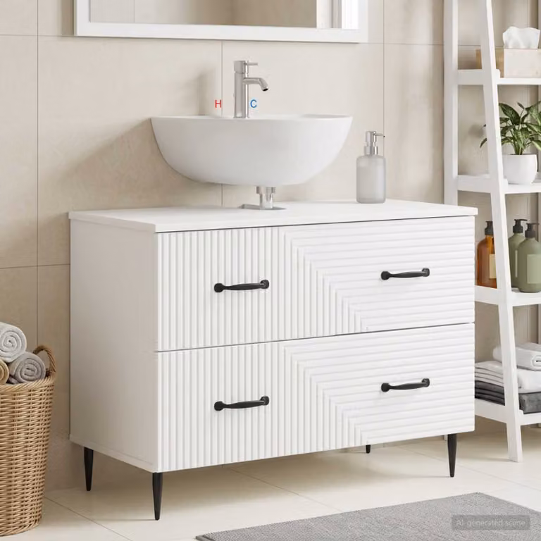 Armadio per lavabo da bagno vidaXL HAARLEM bianco con ante a battente e cassetti interni L/P/H: 82 x 41 x 58,5 cm