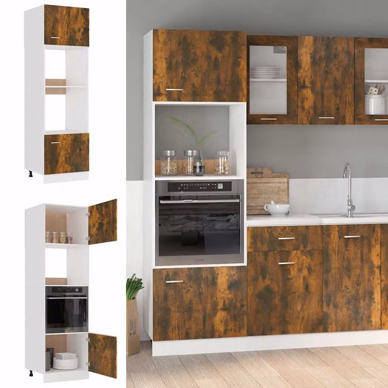 Armadio per microonde Lyon vidaXL in legno marrone con ante a battente L/P/H: 60 x 57 x 207 cm