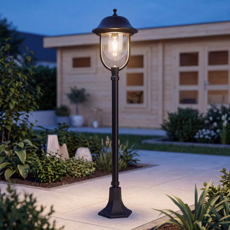 Lampada da sentiero nera 117 cm IP43 E27 rustica in alluminio resistente alle intemperie lampada da esterno giardino terrazza