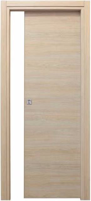 Porta Scorrevole Microtec in Rovere Bianco e Beige, Design Moderno in MDF, L: 70 cm x H: 210 cm